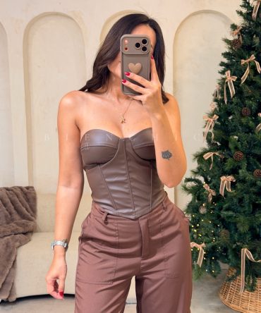 Bustier Strapless de Cuerina Marron